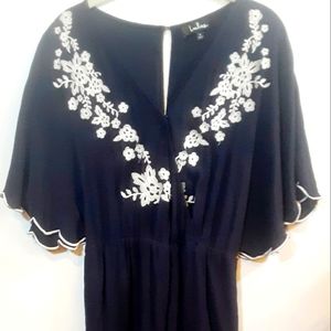 Lulus blue embroidered romper